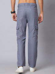 DesiQlo Men's Casual Cotton Blend Solid Cargo Pants ( KGP 156Light-Grey )
