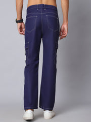 DesiQlo Men's Casual Cotton Blend Solid Cargo Pants ( KGP 156Navy )
