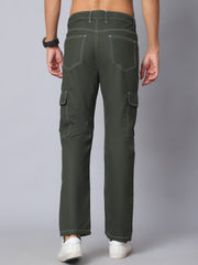 DesiQlo Men's Casual Cotton Blend Solid Cargo Pants ( KGP 156Olive )
