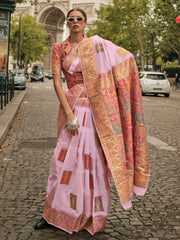 Women's Blend Mauve Woven Design Designer Saree With Blouse Piece-KHDIJA343008