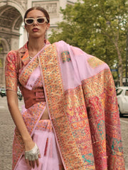 Women's Blend Mauve Woven Design Designer Saree With Blouse Piece-KHDIJA343008