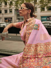 Women's Blend Mauve Woven Design Designer Saree With Blouse Piece-KHDIJA343008