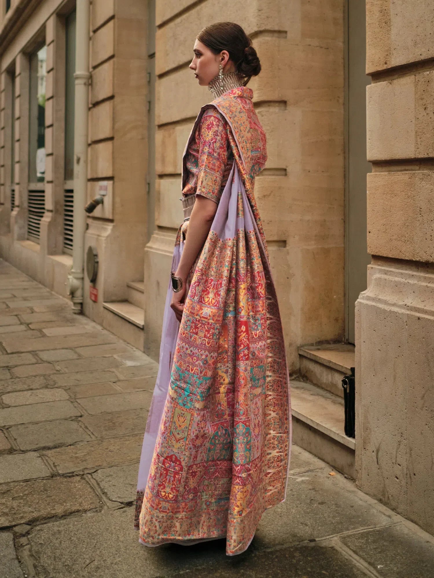 Lavender Designer Saree with Blouse - Indian Sari