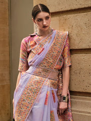Women's  Blend Lavendar Woven Design Designer Saree With Blouse Piece-KHDIJA343010
