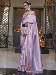 Women's Blend Lavendar Woven Design Designer Saree With Blouse Piece-KHITAB245002