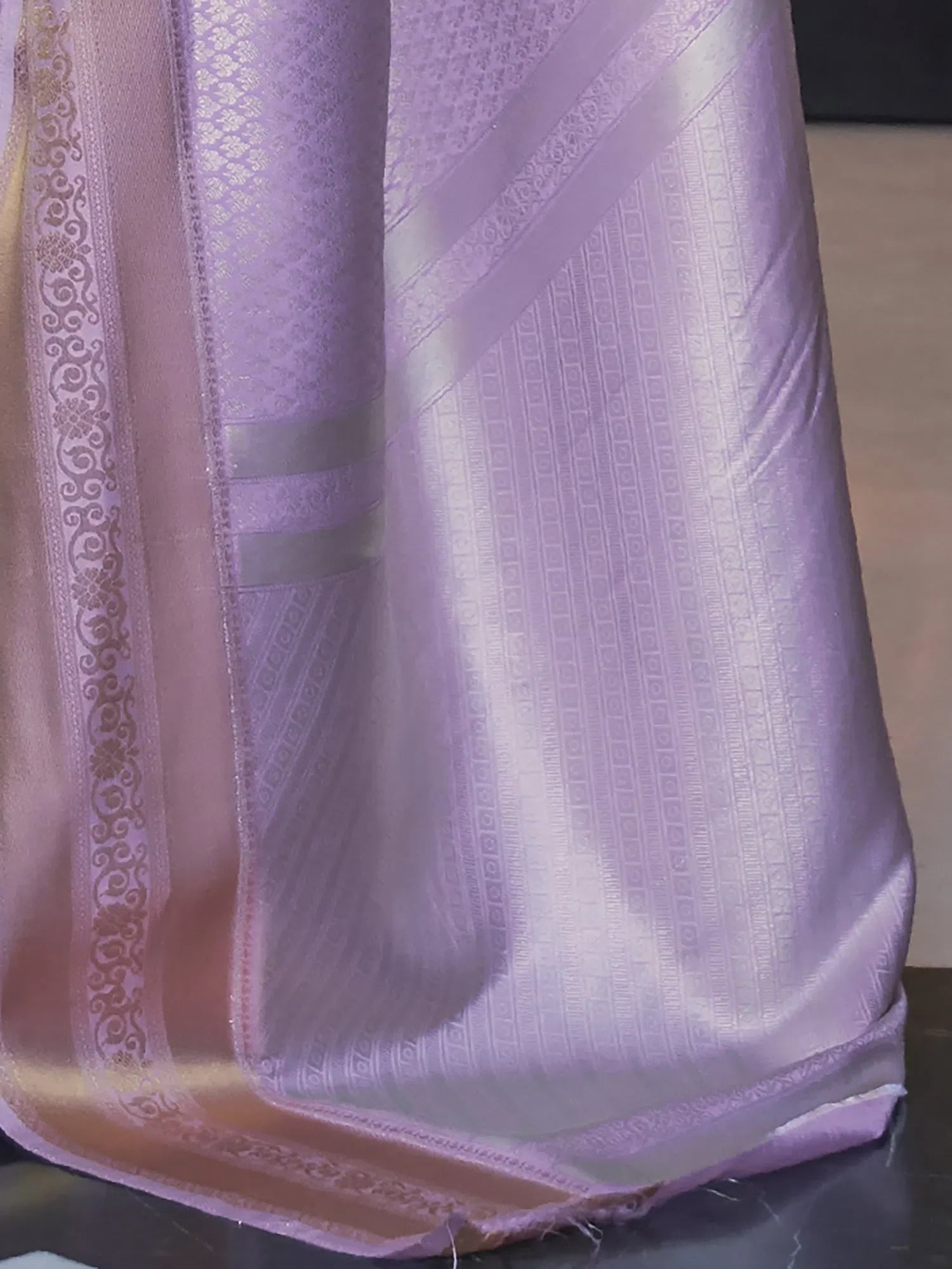 Lavender Woven Polyester Saree with Blouse | Indian Sarees