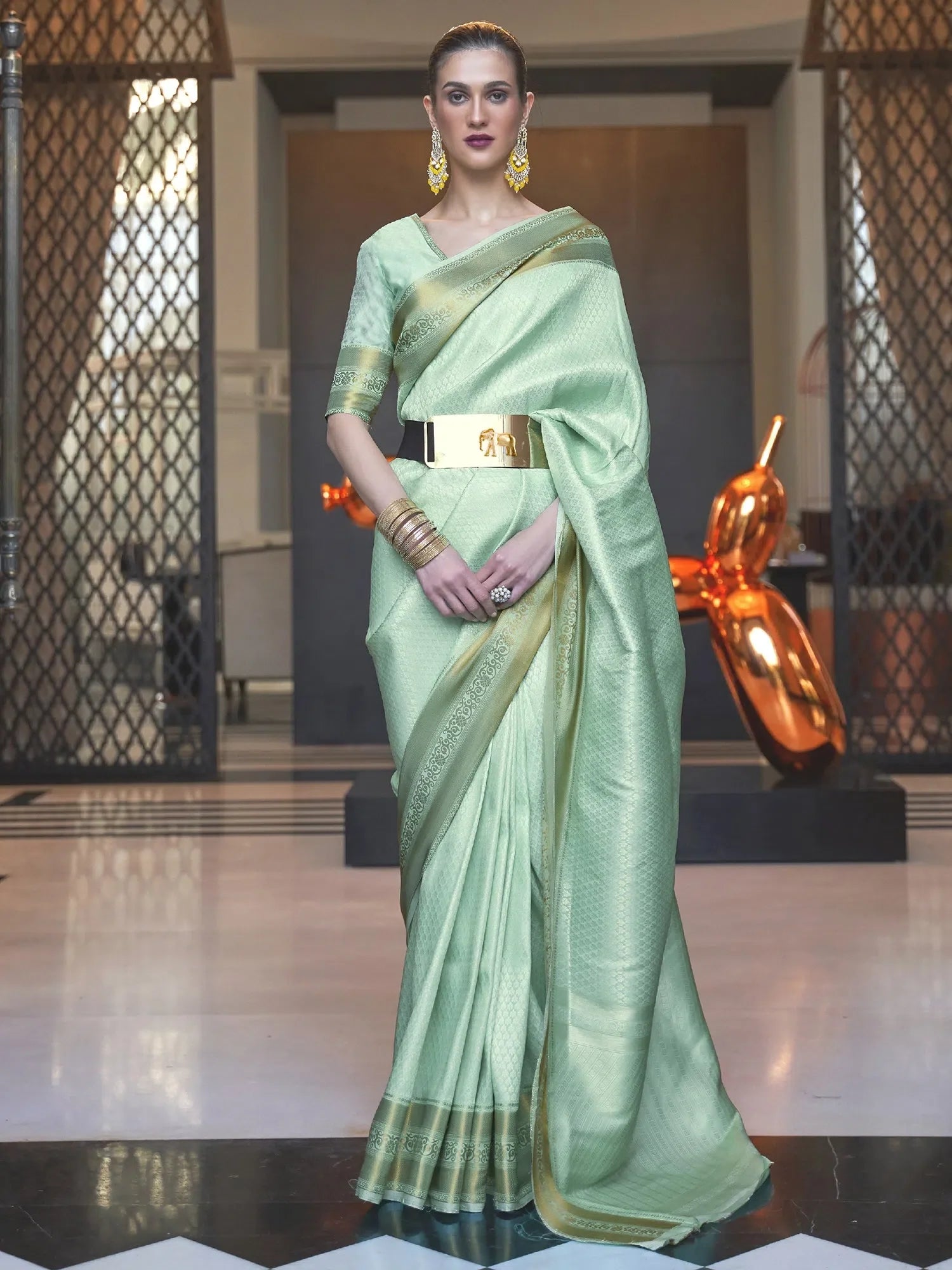 Sea Green Designer Saree | Indian Sarees with Blouse Piece