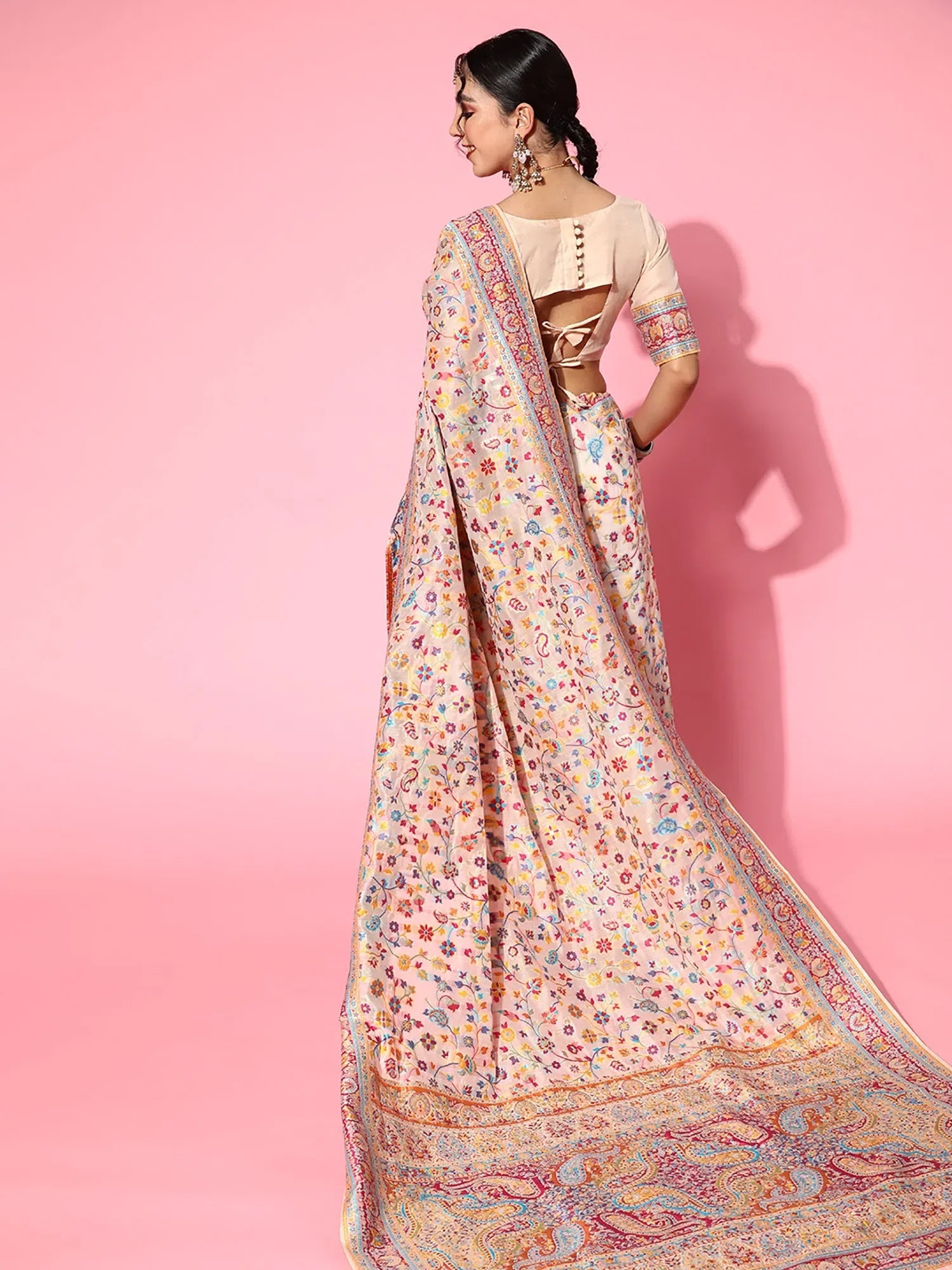 Beige Woven Saree with Blouse | Indian Sarees