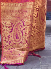 Women's Pure  Peach Woven Design Designer Saree With Blouse Piece-KHUSHT266003