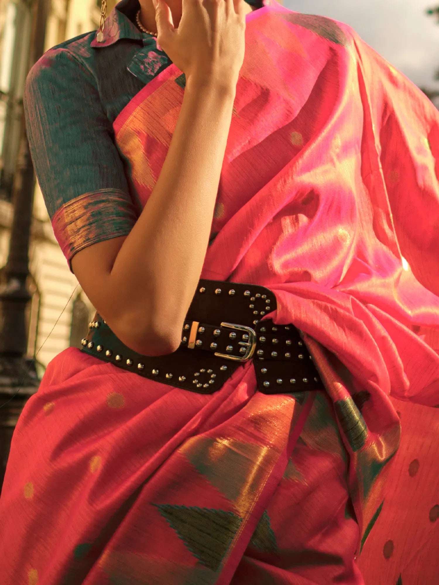 Pink Designer Saree with Blouse - Indian Sarees