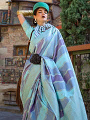 Women's Soft  Turquoise Woven Design Designer Saree With Blouse Piece-KIMBUS374002