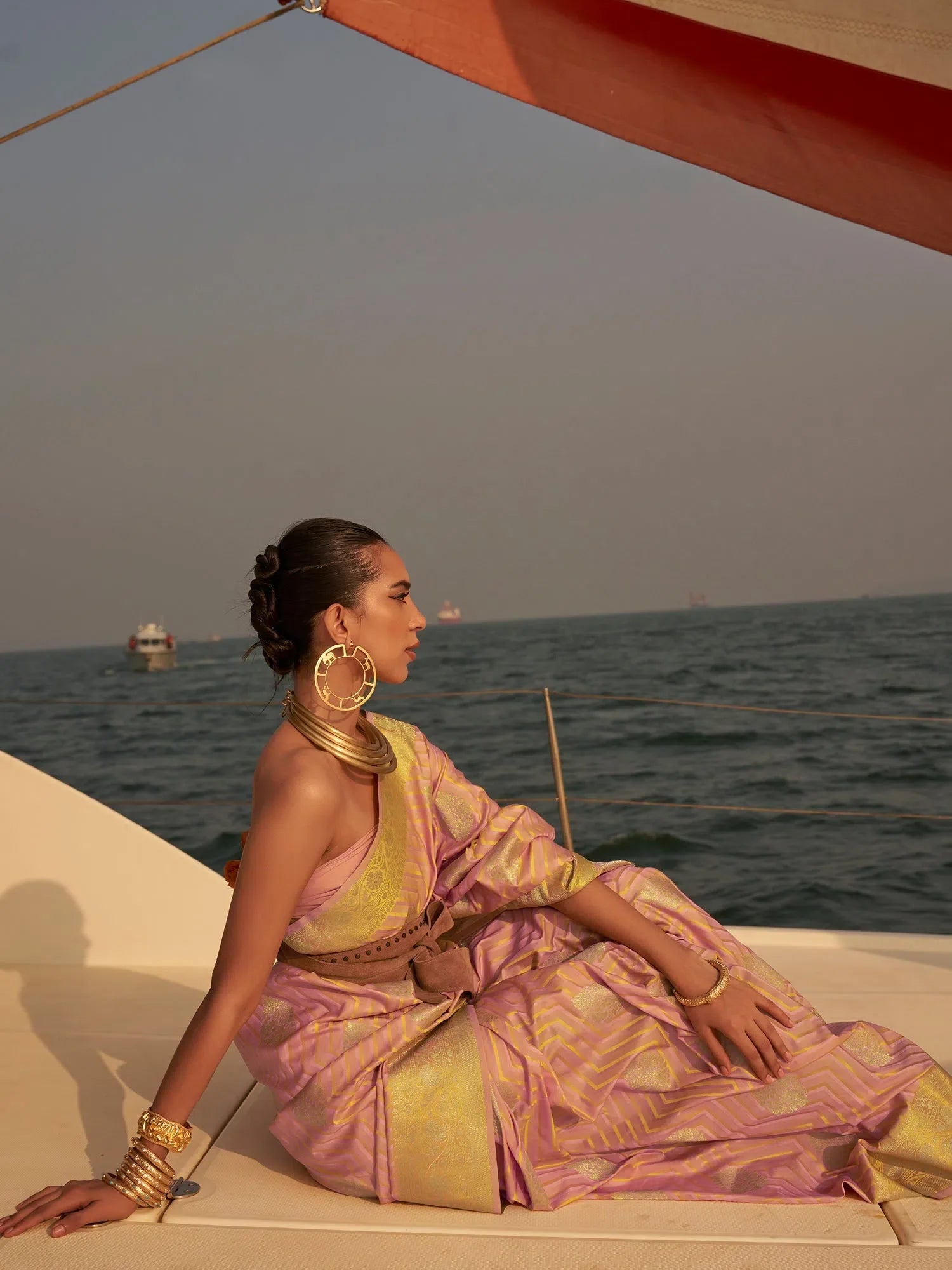 Mauve Woven Designer Saree | Indian Sari Collection