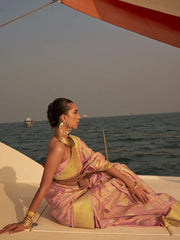 Women's  Blend Mauve Woven Design Designer Saree With Blouse Piece-KING305001