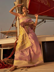 Women's  Blend Mauve Woven Design Designer Saree With Blouse Piece-KING305001