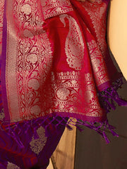 Women's Blend Purple Woven Design Designer Saree With Blouse Piece-KING305010