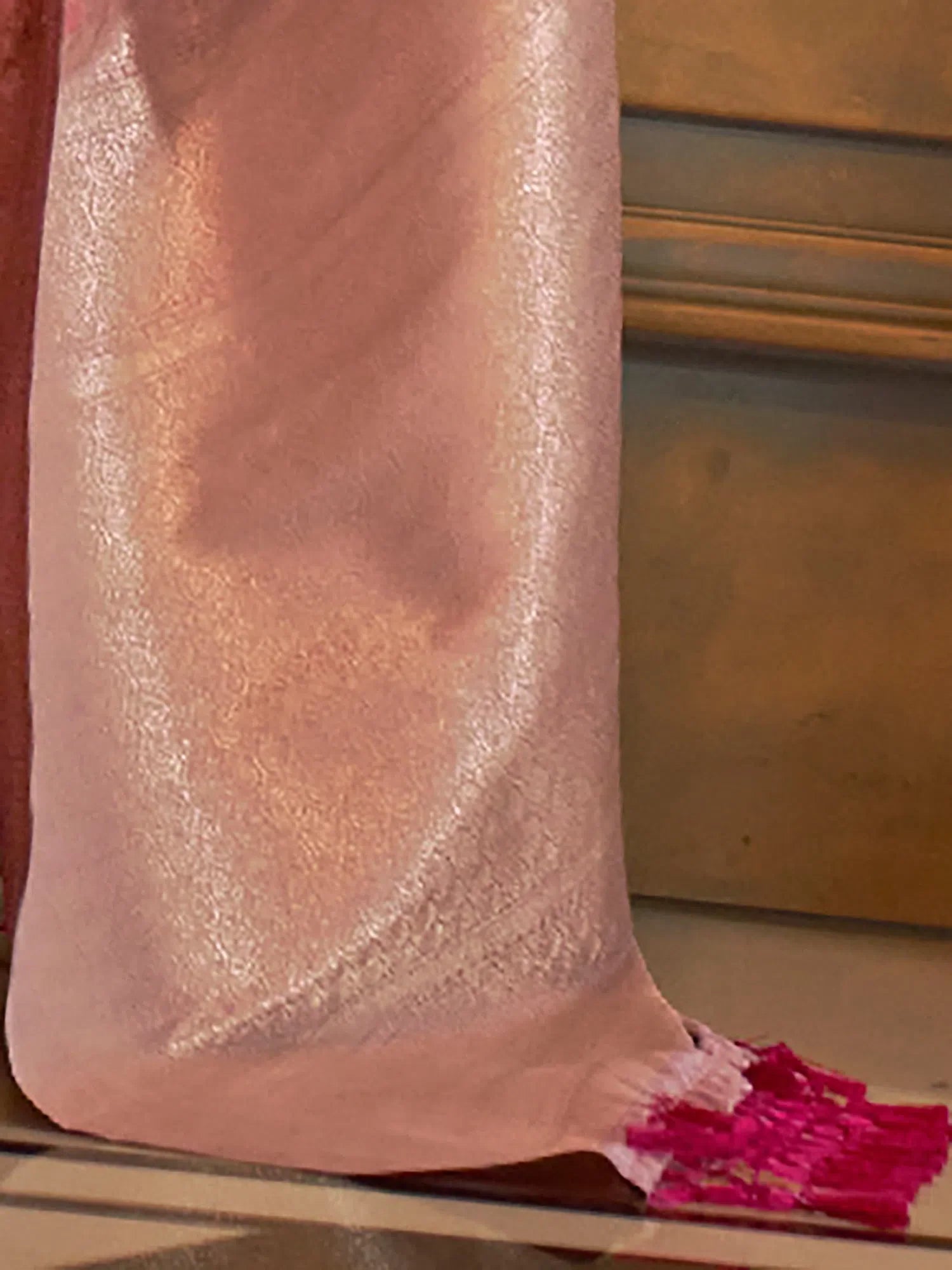 Pink Handwoven Polyester Saree with Blouse | Classic Indian Sarees