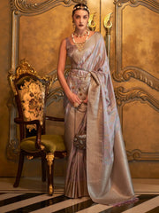 Women's  Blend Mauve Woven Design Designer Saree With Blouse Piece-KIROZA7007