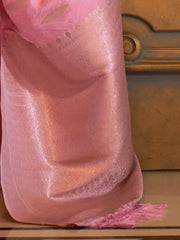 Women's Blend Pink Woven Design Designer Saree With Blouse Piece-KIROZA7010