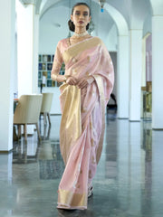 Women's  Blend Pink Woven Design Designer Saree With Blouse Piece-KISA176002
