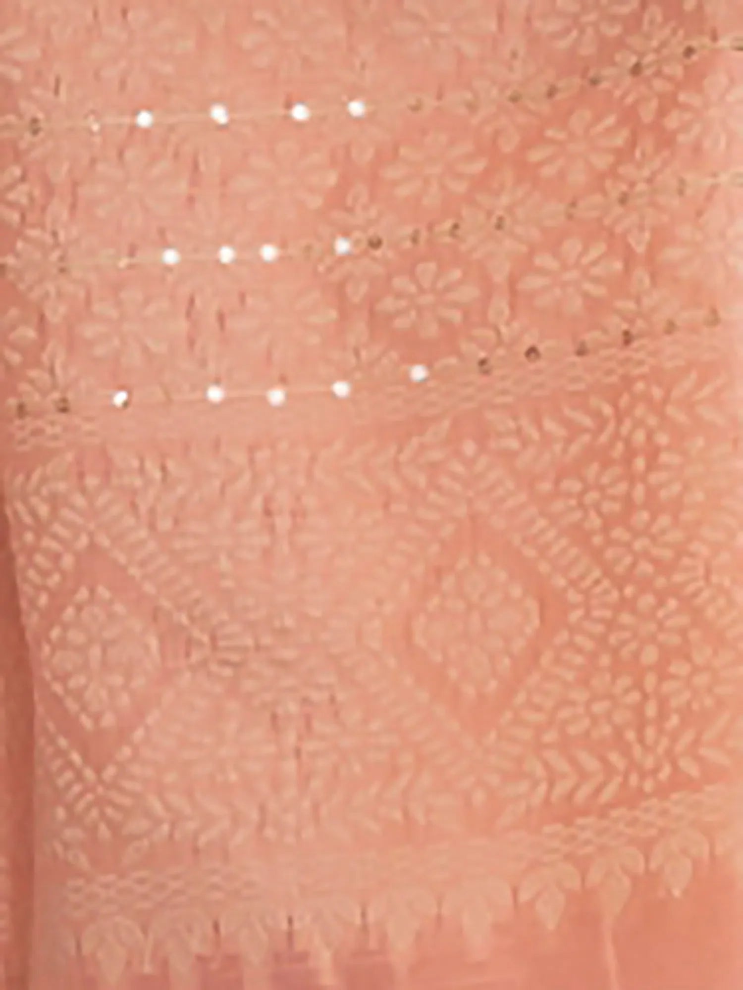 Peach Chikankari Polyester Saree | Indian Sarees