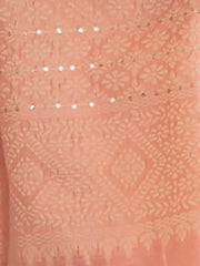 Women's Blend Peach Chikankari Designer Saree With Blouse Piece-KIZAH275004
