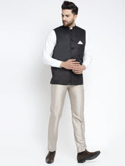 Men's Black Solid Nehru Jacket