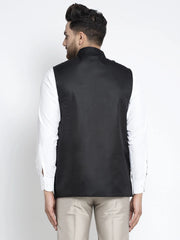 Men's Black Solid Nehru Jacket