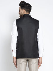 Men's Black Solid Nehru Jacket