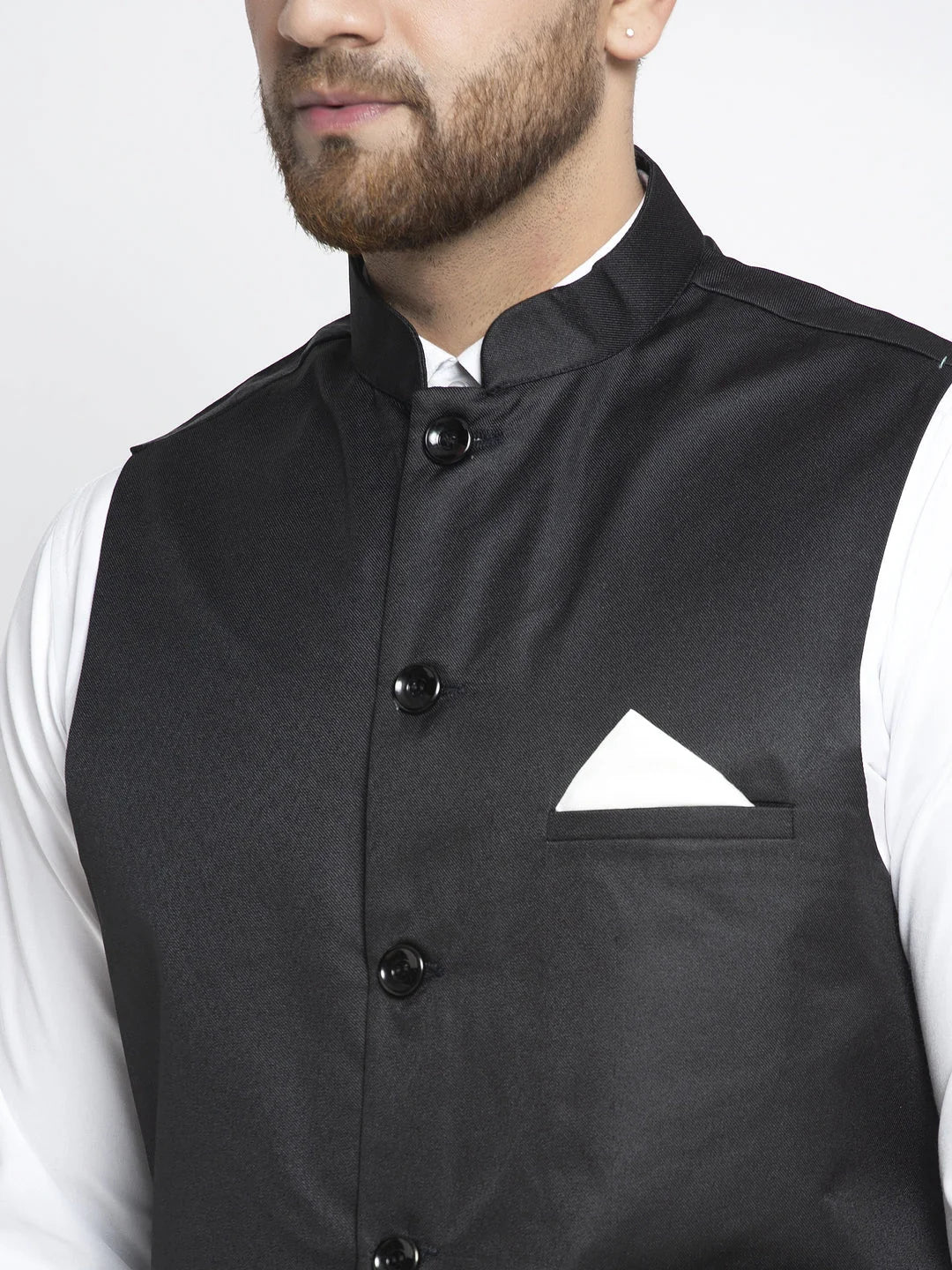 Men's Black Solid Nehru Jacket | Nehru Jackets for Weddings
