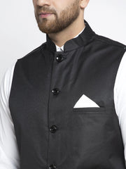 Men's Black Solid Nehru Jacket