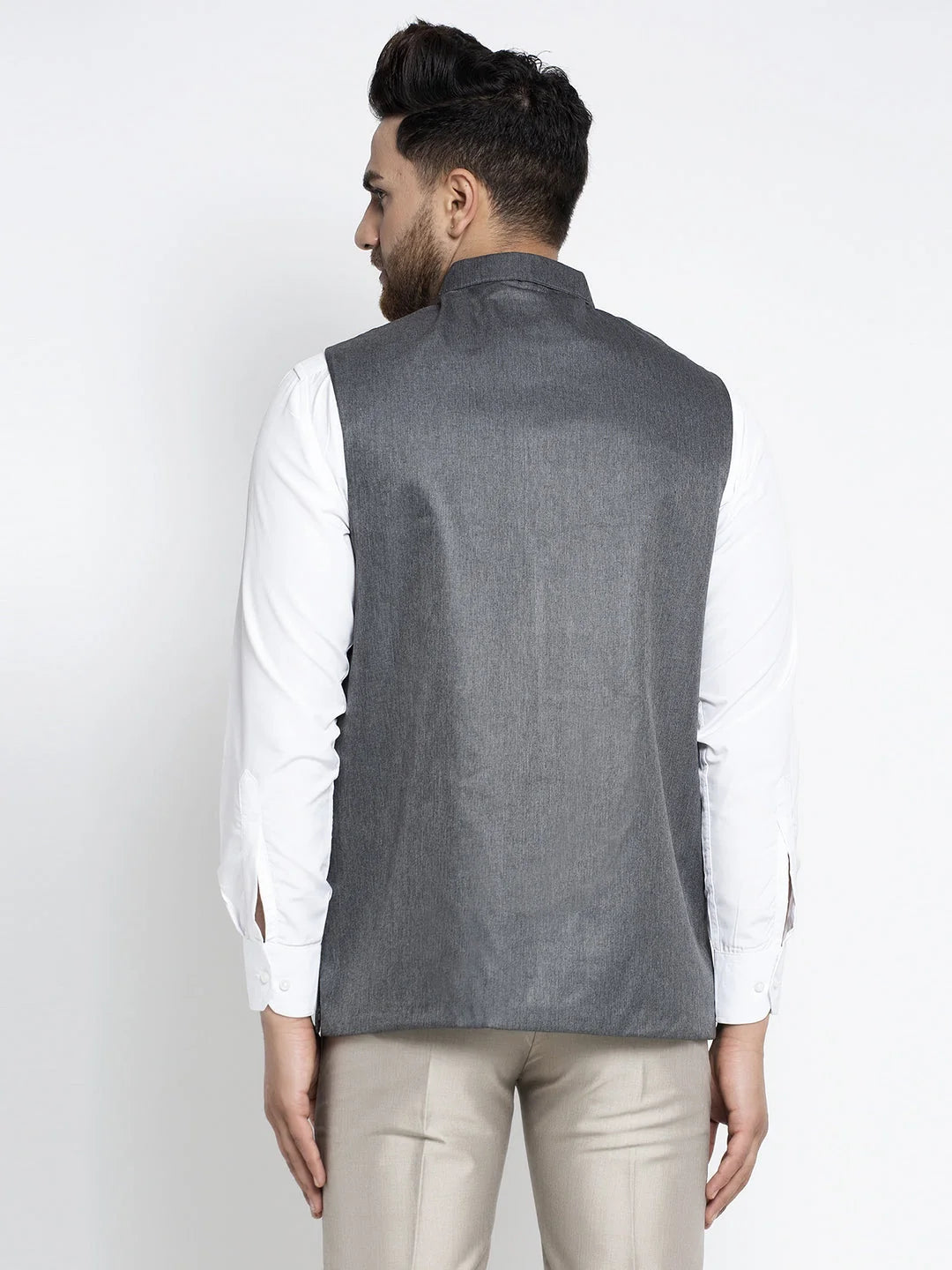 Grey Melange Nehru Jacket for Men | Ethnic Nehru Jackets