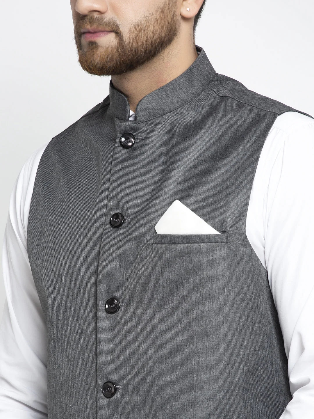 Grey Melange Nehru Jacket for Men | Ethnic Nehru Jackets