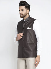 Men's Brown Solid Nehru Jacket