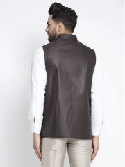 Men's Brown Solid Nehru Jacket