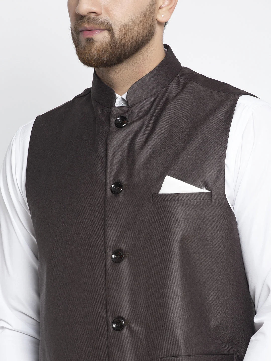 Men's Brown Solid Nehru Jacket | Indian Nehru Jackets