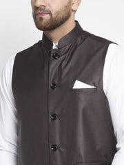 Men's Brown Solid Nehru Jacket