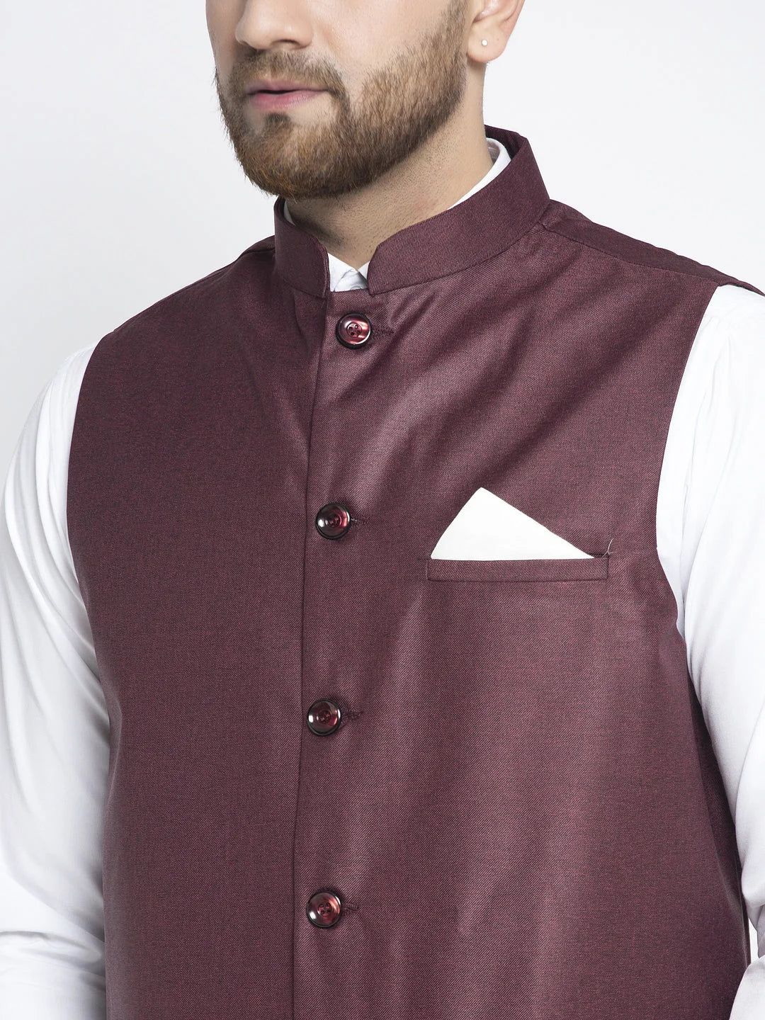 Men's Maroon Nehru Jacket for Weddings | Ethnic Wear