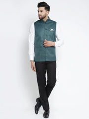 Men's Teal Solid Nehru Jacket