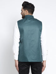 Men's Teal Solid Nehru Jacket