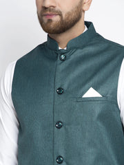 Men's Teal Solid Nehru Jacket