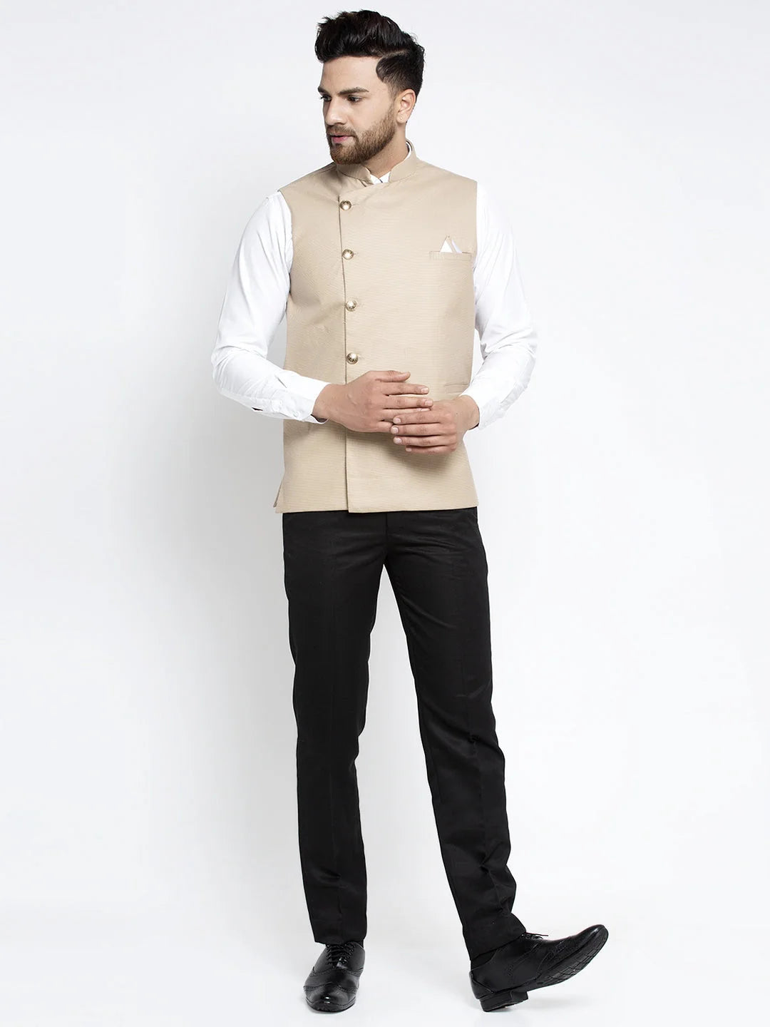 Beige Cotton Nehru Jacket for Men | Ethnic Nehru Jackets