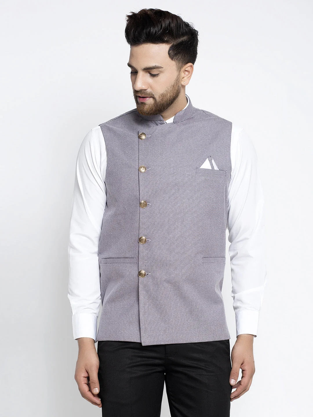 Purple Nehru Jacket - Men's Ethnic Nehru Collar