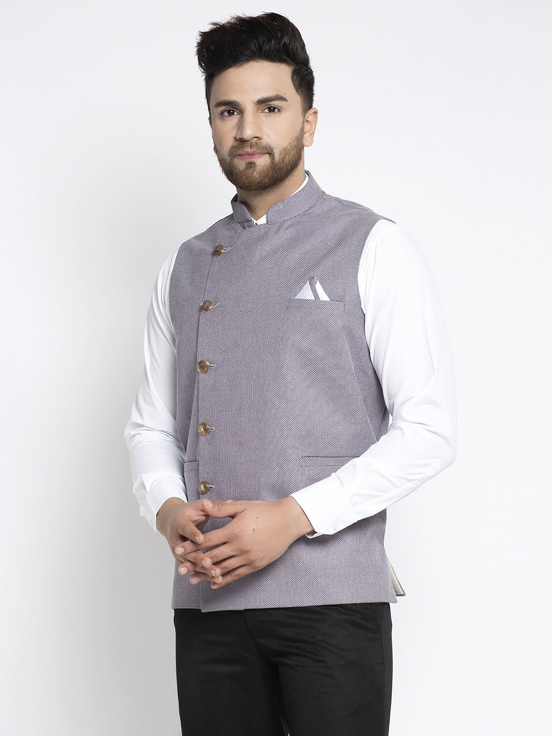 Purple Nehru Jacket - Men's Ethnic Nehru Collar