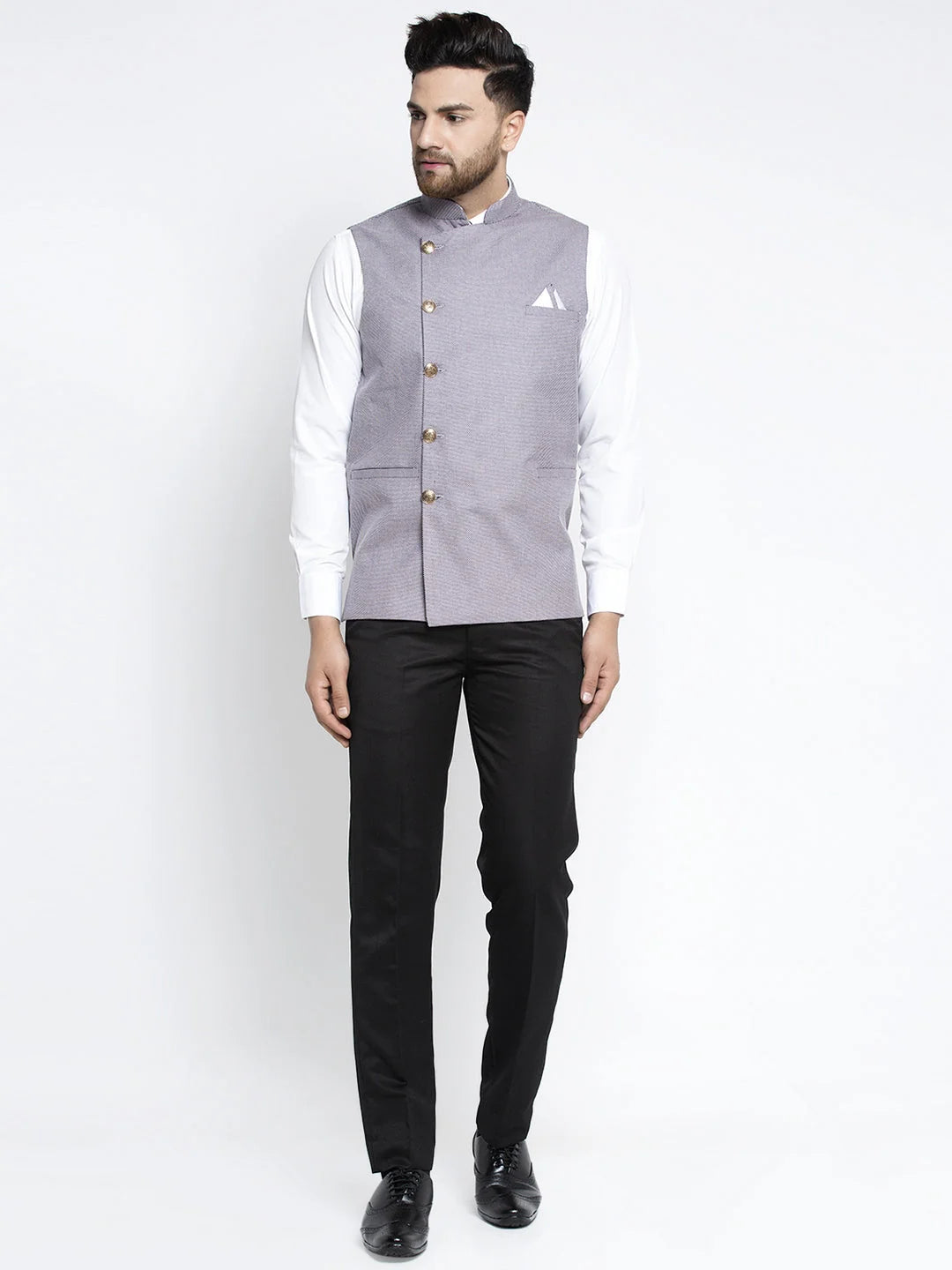 Purple Nehru Jacket - Men's Ethnic Nehru Collar