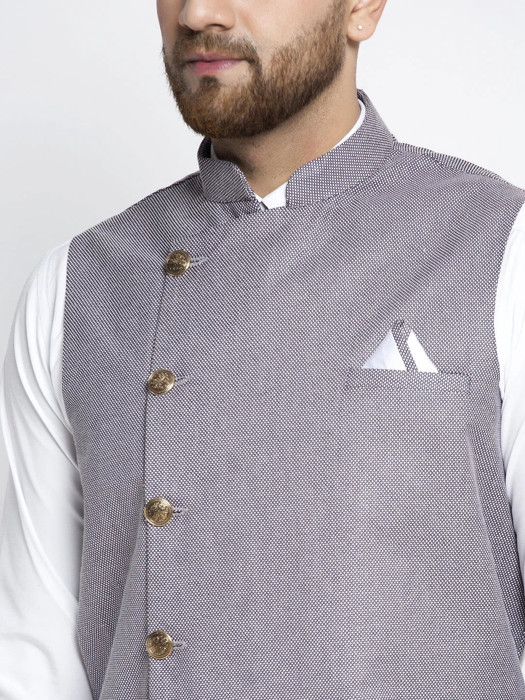 Purple Nehru Jacket - Men's Ethnic Nehru Collar