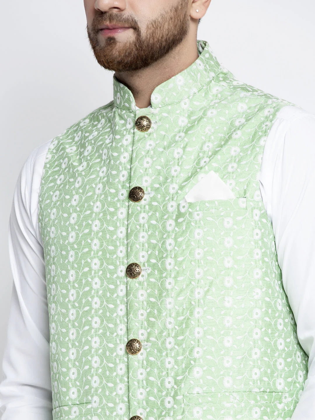 Green Embroidered Nehru Jacket - Nehru Jackets for Weddings