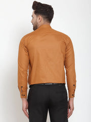 Indian Needle Rust Men's Cotton Solid Mandarin Collar Formal Shirts