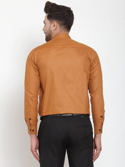 Indian Needle Rust Men's Cotton Solid Mandarin Collar Formal Shirts