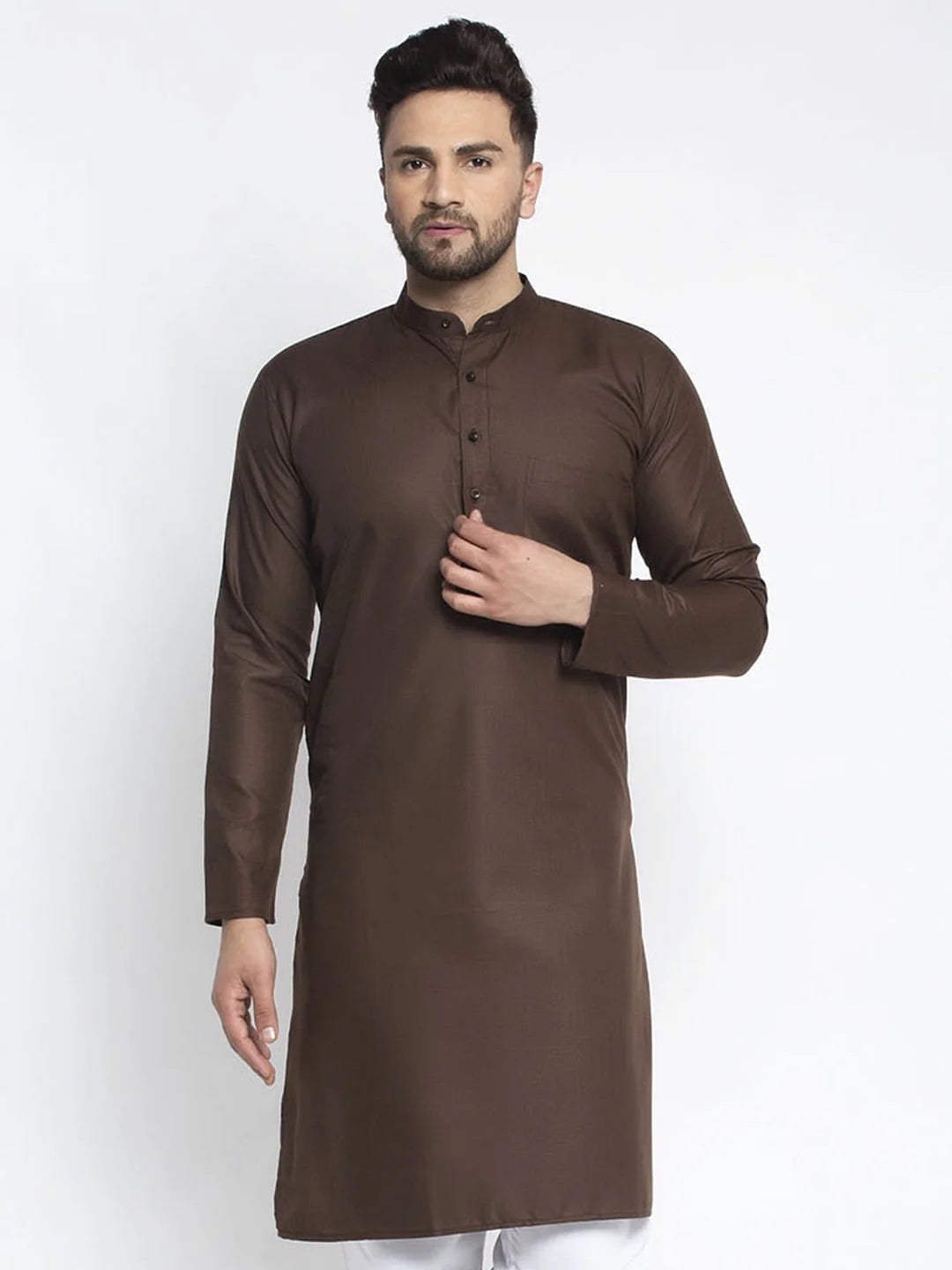 Coffee Cotton Men's Kurta - Indian Kurta for Men Online