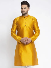 DesiQlo Men Yellow & White Woven Design Kurta Only ( KO 637 Yellow )